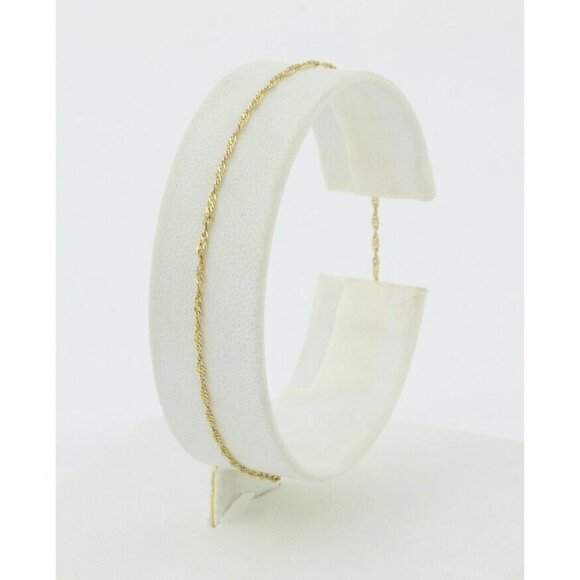 14k Yellow Gold Twist Chain Bracelet 7 1/4" Dainty - Picture 1 of 9
